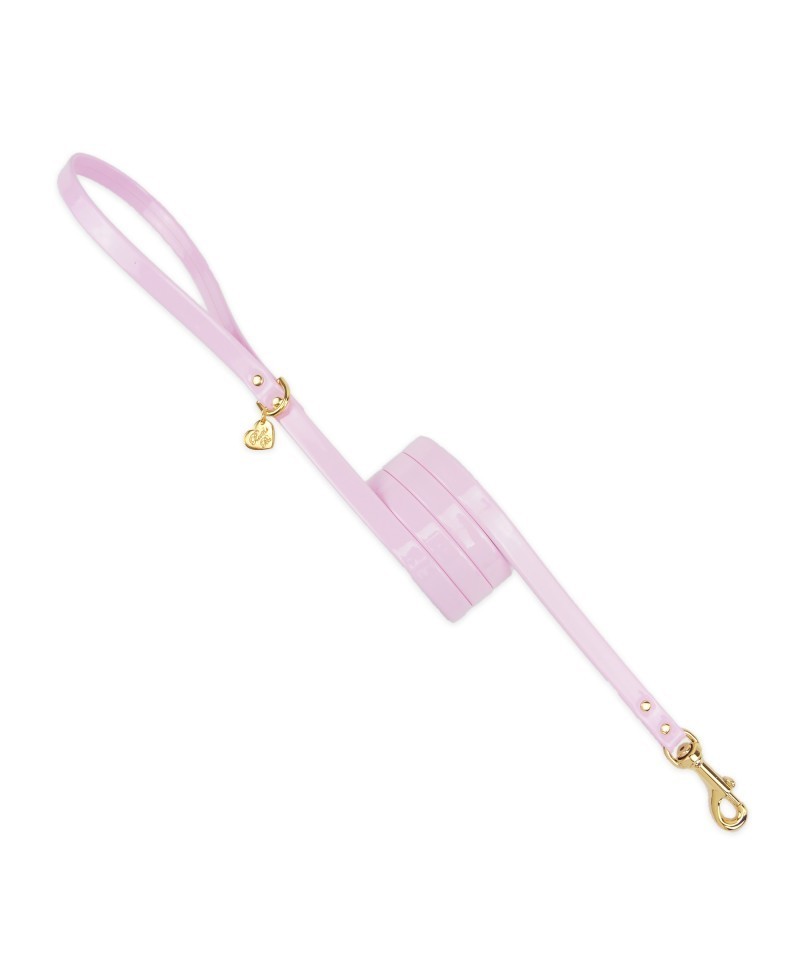 SIMPLE LEASH BABY PINK ECOPATENT/GOLD Piccoli Pets
